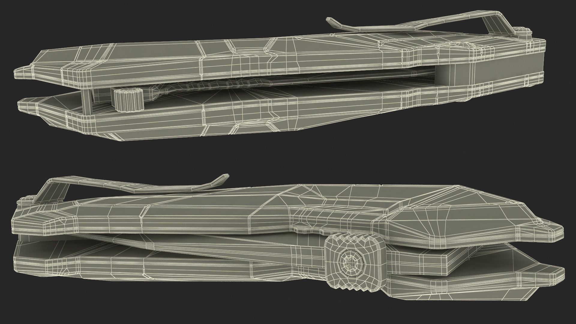 3D Fantastic Knife Folded Dark Green model