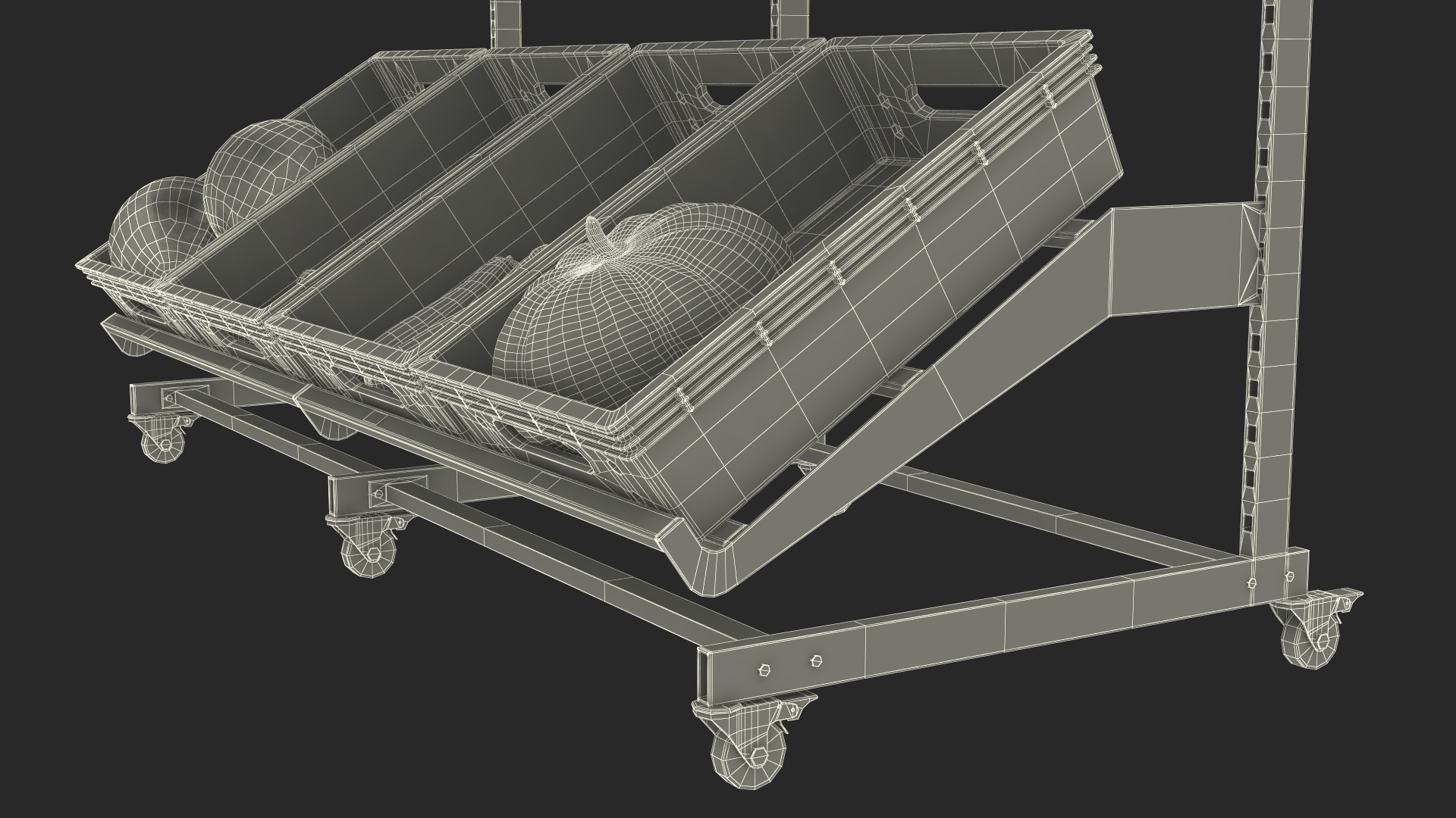 Fresh Vegetables on Display Rack 3D
