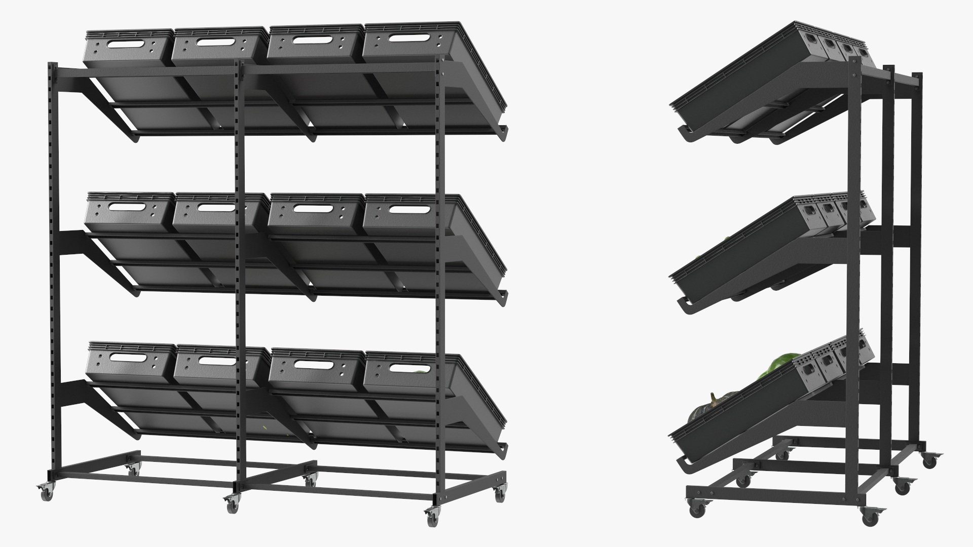 Fresh Vegetables on Display Rack 3D