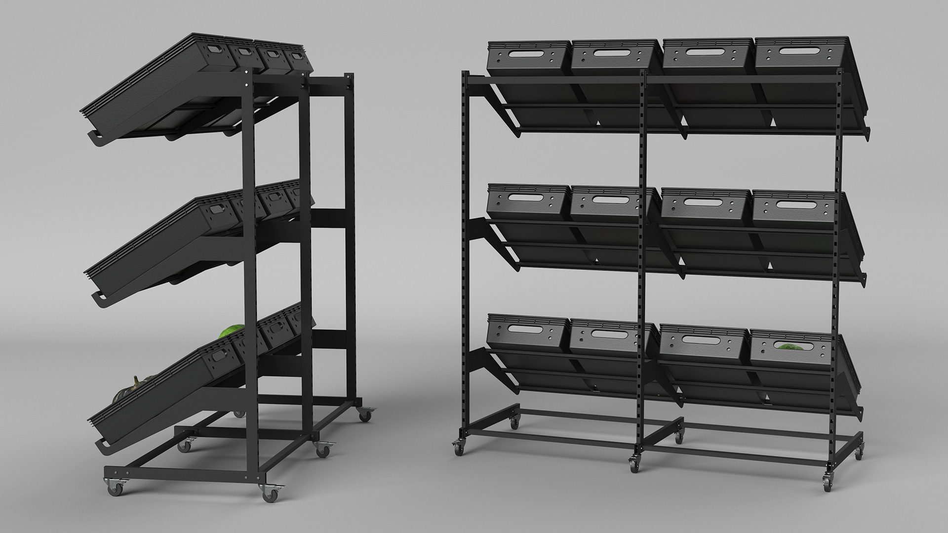 Fresh Vegetables on Display Rack 3D