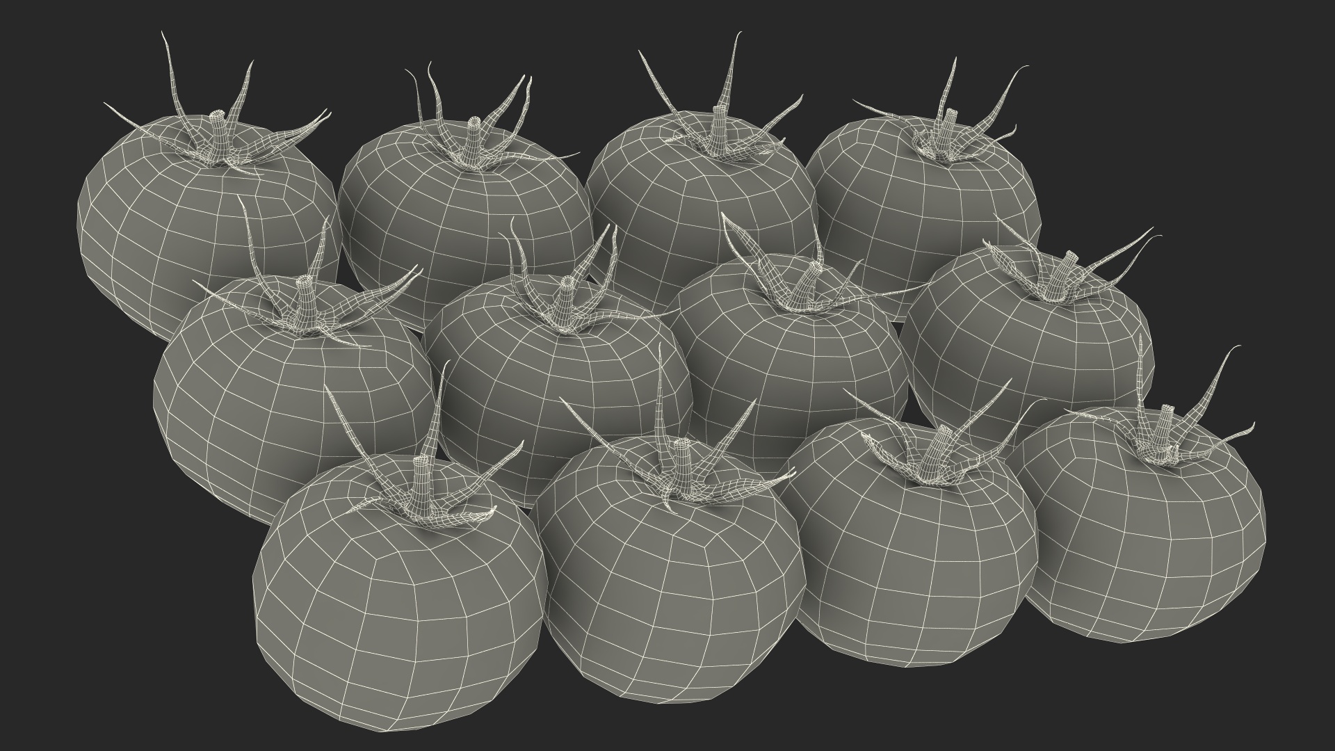 Fresh Vegetables on Display Rack 3D