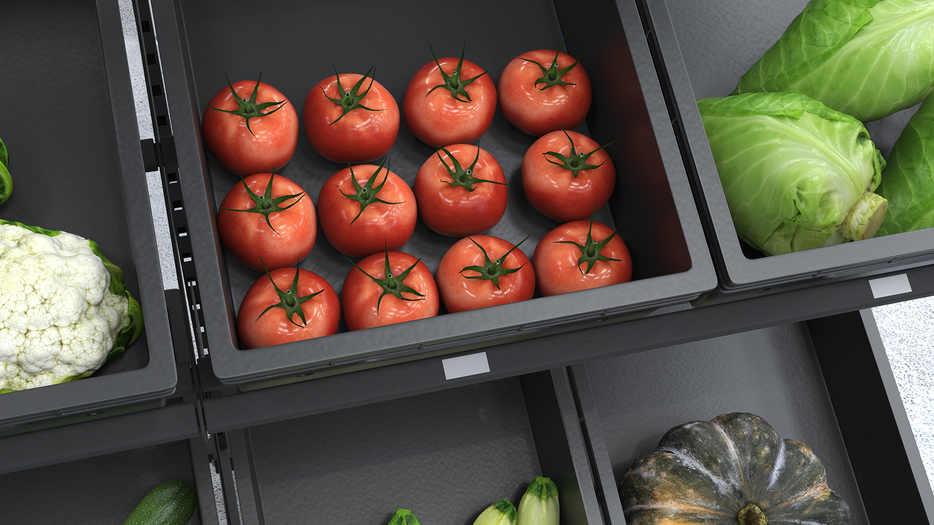 Fresh Vegetables on Display Rack 3D