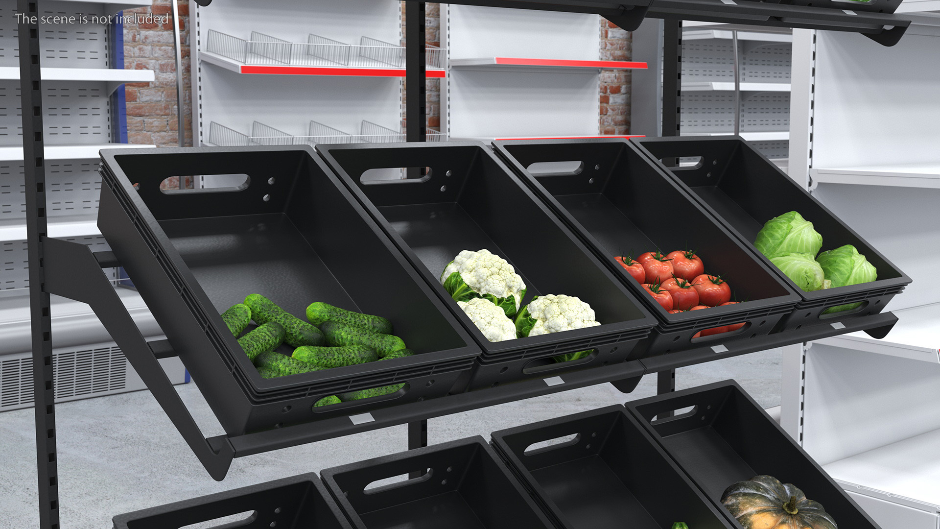 Fresh Vegetables on Display Rack 3D