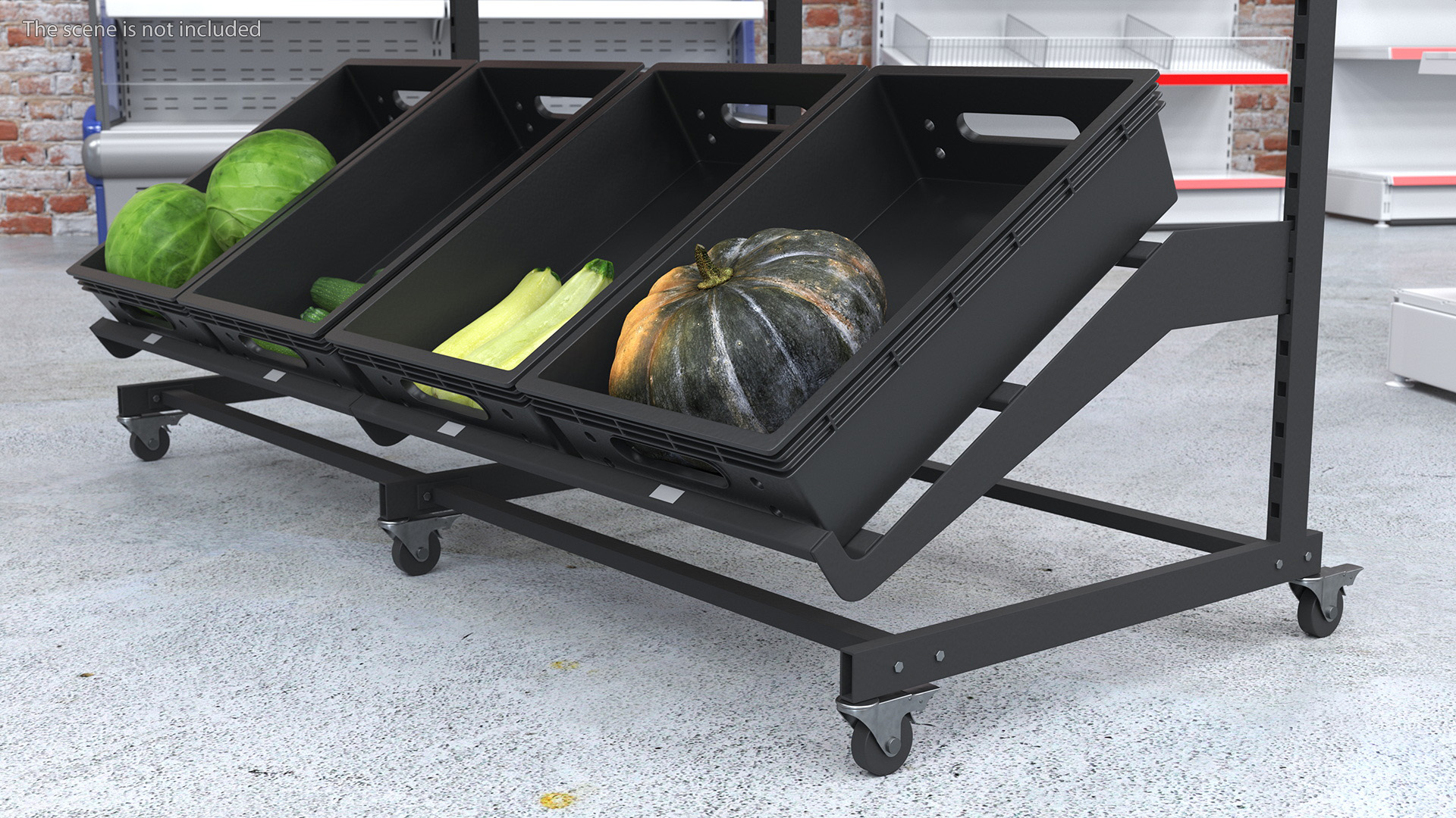 Fresh Vegetables on Display Rack 3D
