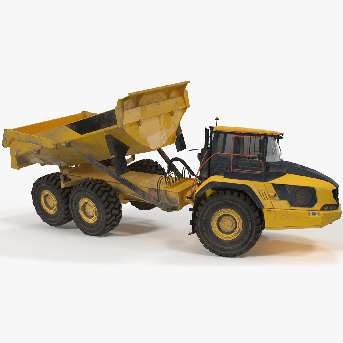 Articulated Dump Truck Dirty Rigged for Cinema 4D 3D model