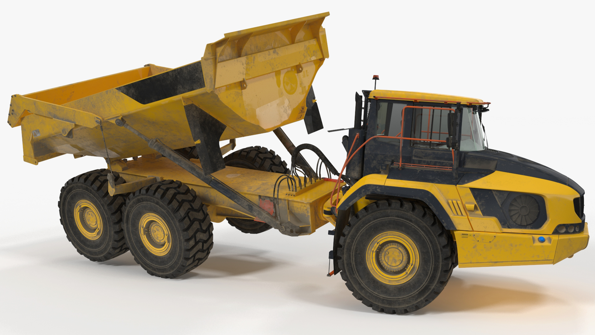 Articulated Dump Truck Dirty Rigged for Cinema 4D 3D model