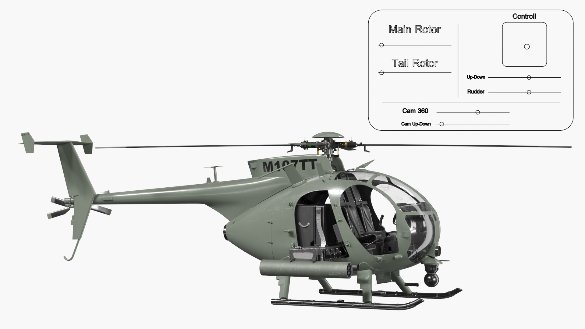 Military Trooper Helicopter with Weapon Rigged - view 5