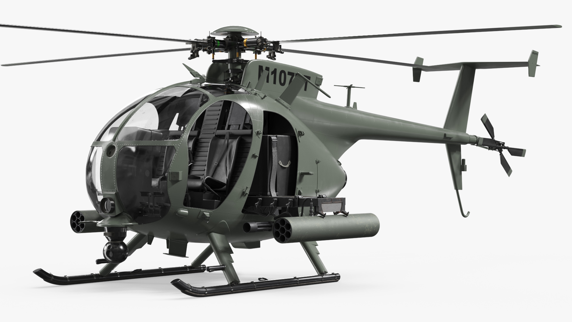 Military Trooper Helicopter with Weapon Rigged - view 2
