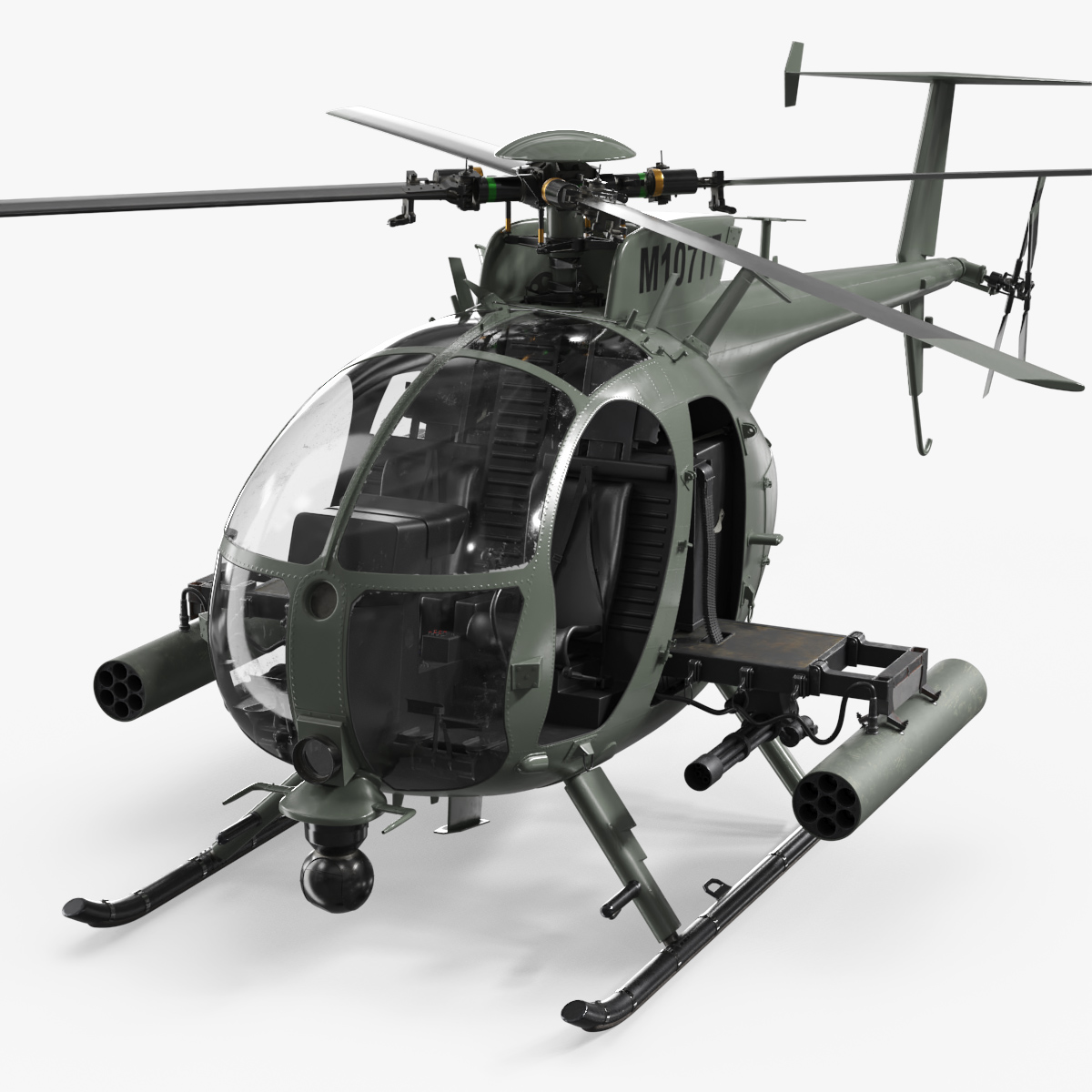 Military Trooper Helicopter with Weapon Rigged 3D model preview