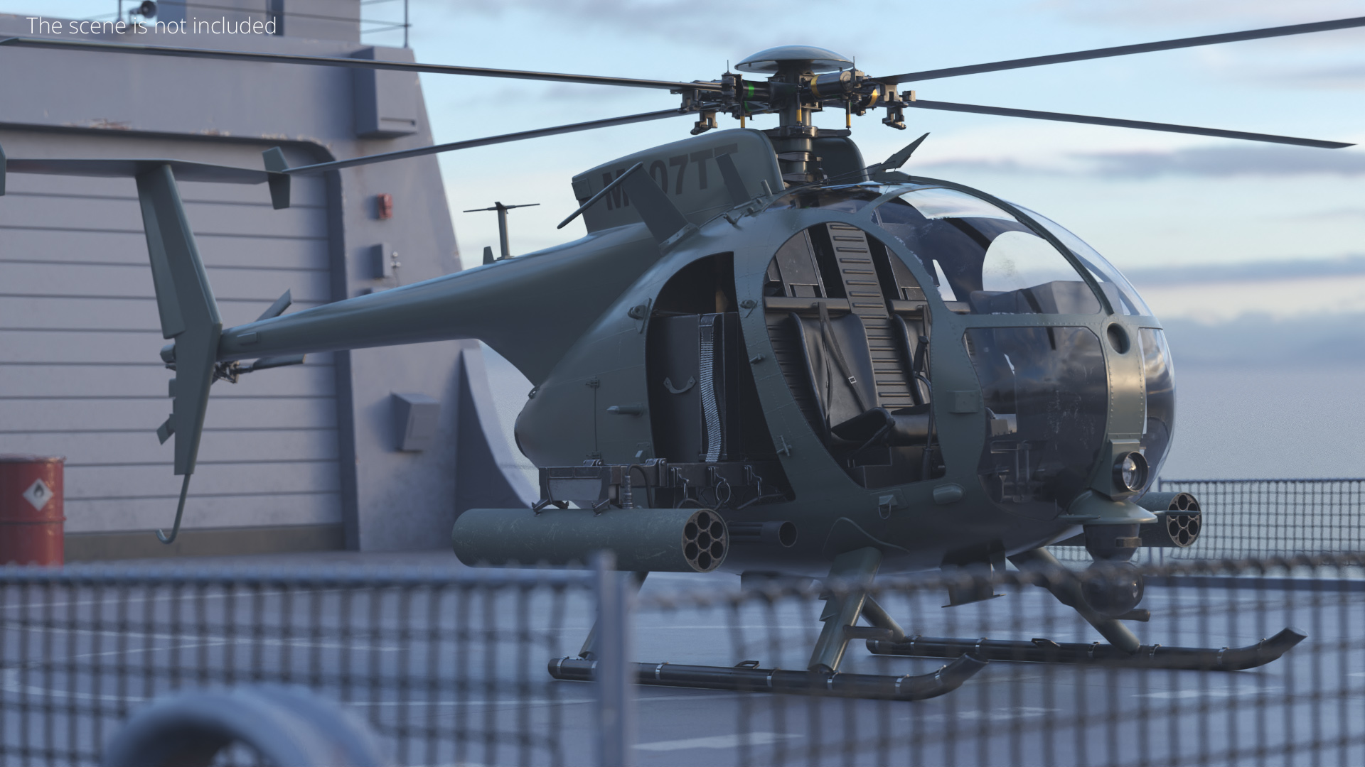 Military Trooper Helicopter with Weapon Rigged - view 4