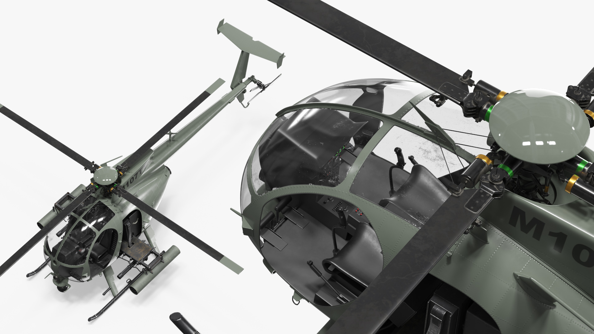 Military Trooper Helicopter with Weapon Rigged - view 7