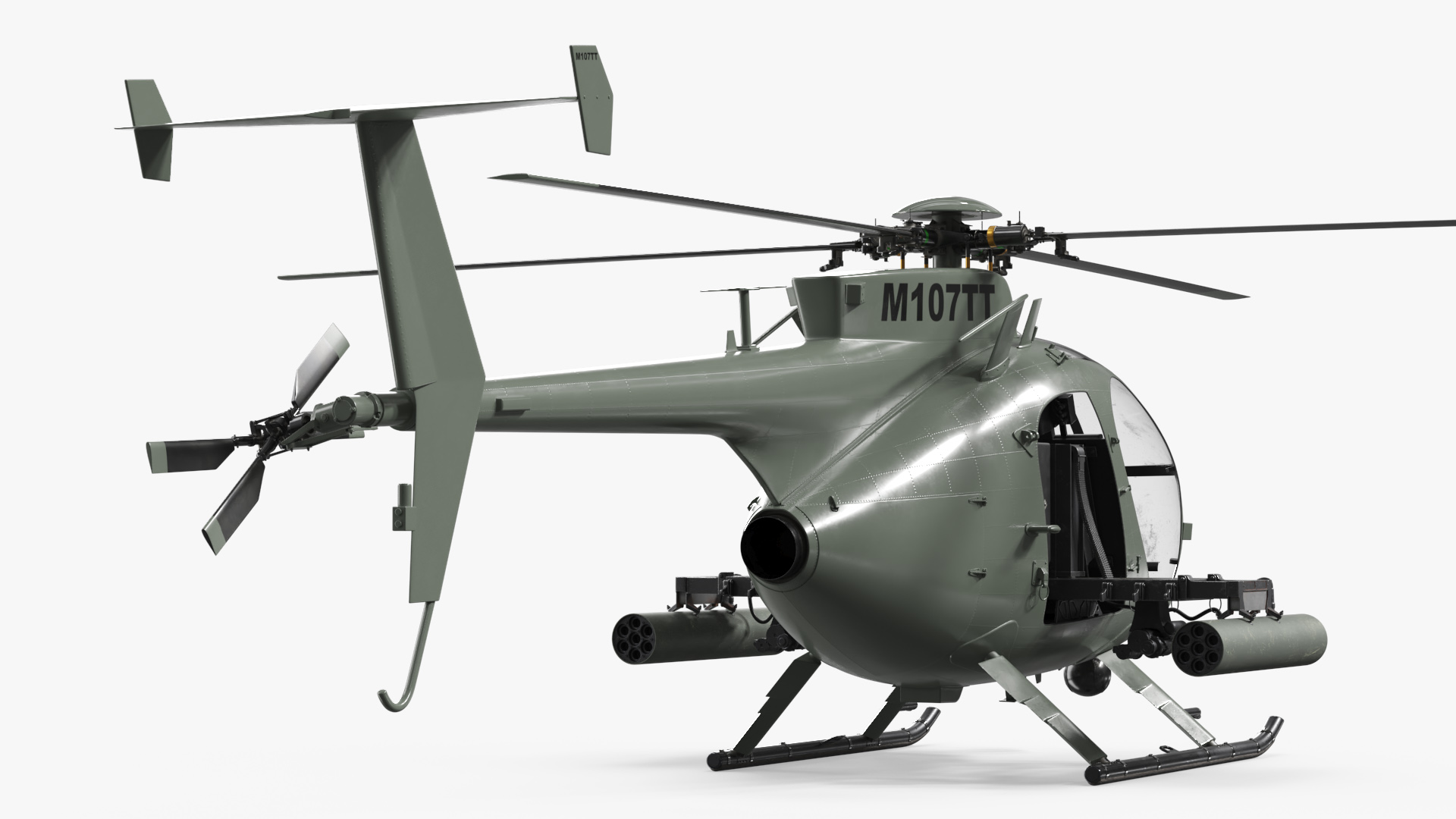 Military Trooper Helicopter with Weapon Rigged - view 6