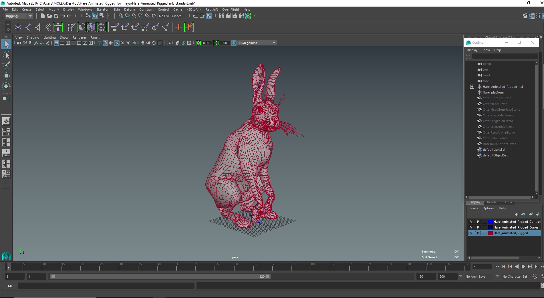 3D model Hare  Animated Rigged for Maya