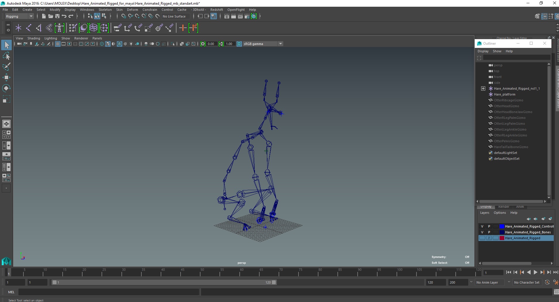 3D model Hare  Animated Rigged for Maya