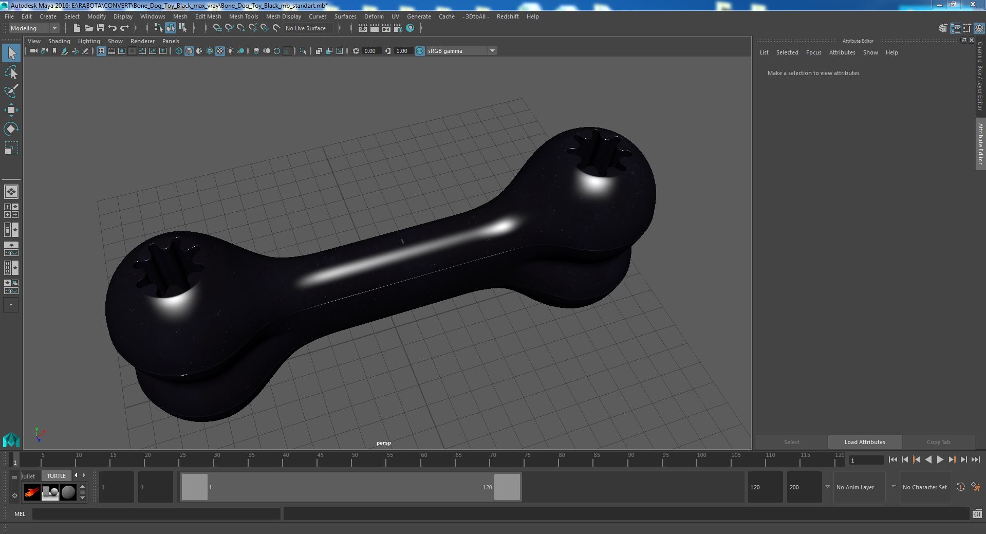 3D Bone Dog Toy Black model
