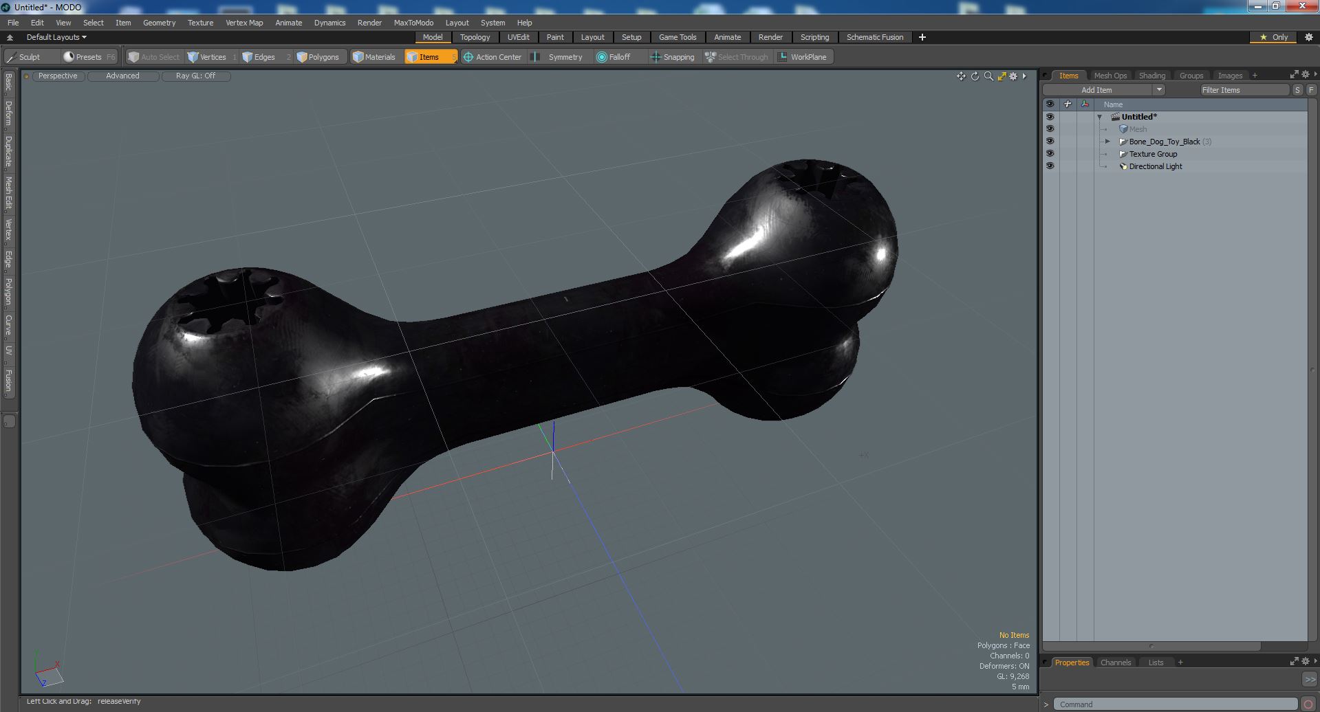 3D Bone Dog Toy Black model