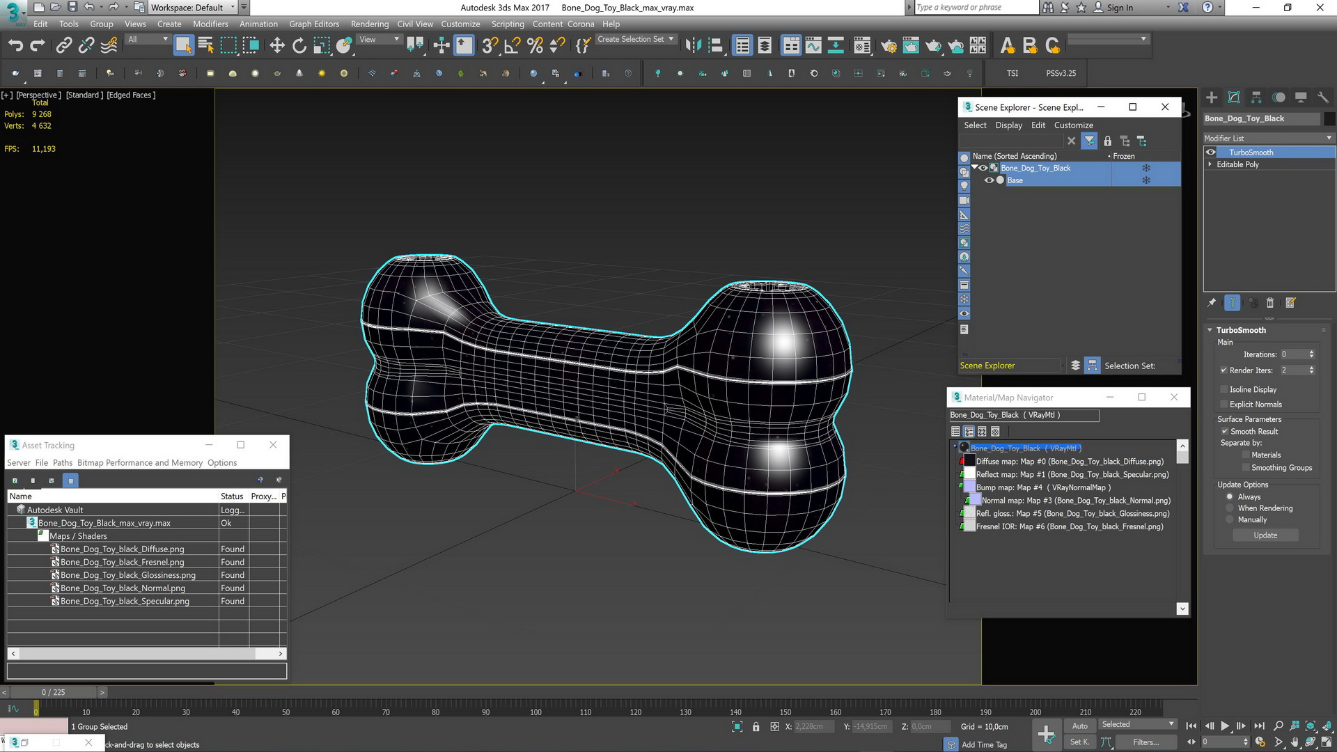 3D Bone Dog Toy Black model