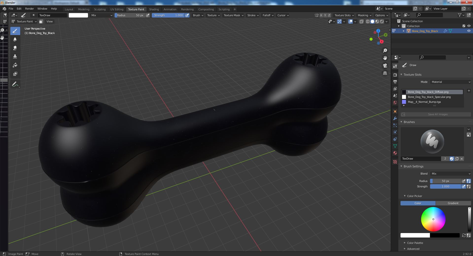 3D Bone Dog Toy Black model