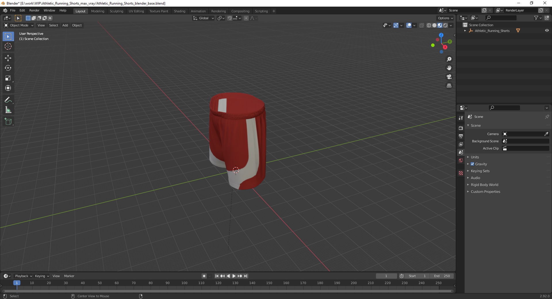 3D Athletic Running Shorts model
