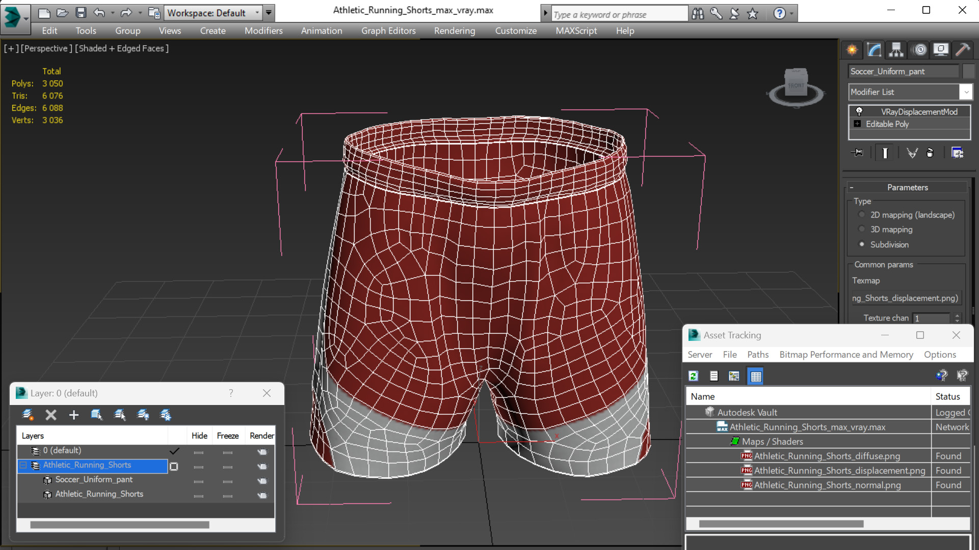 3D Athletic Running Shorts model