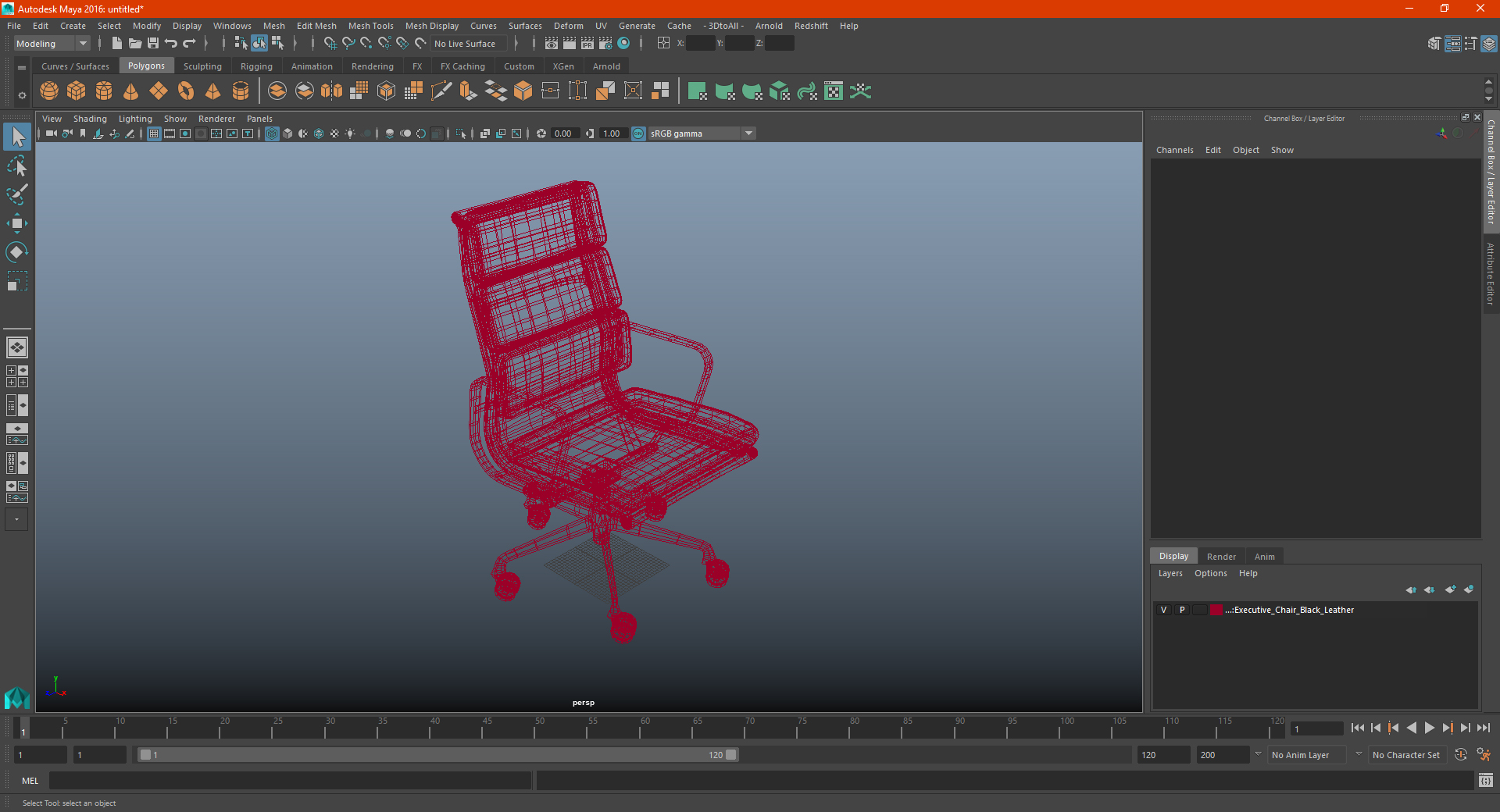 Executive Chair Black Leather 3D model