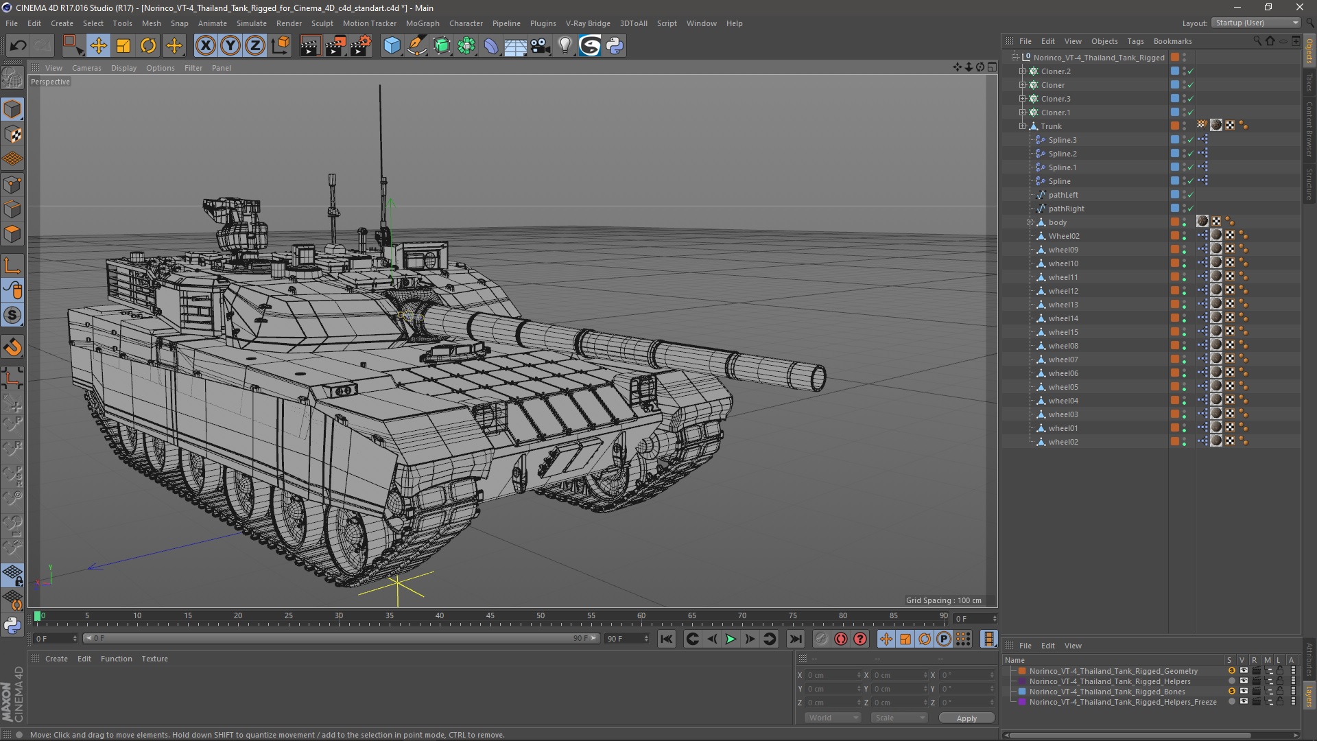 Norinco VT-4 Thailand Tank Rigged for Cinema 4D 3D