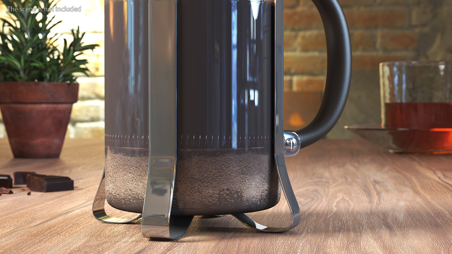 French Press Coffee Pot 2 with Coffee 3D