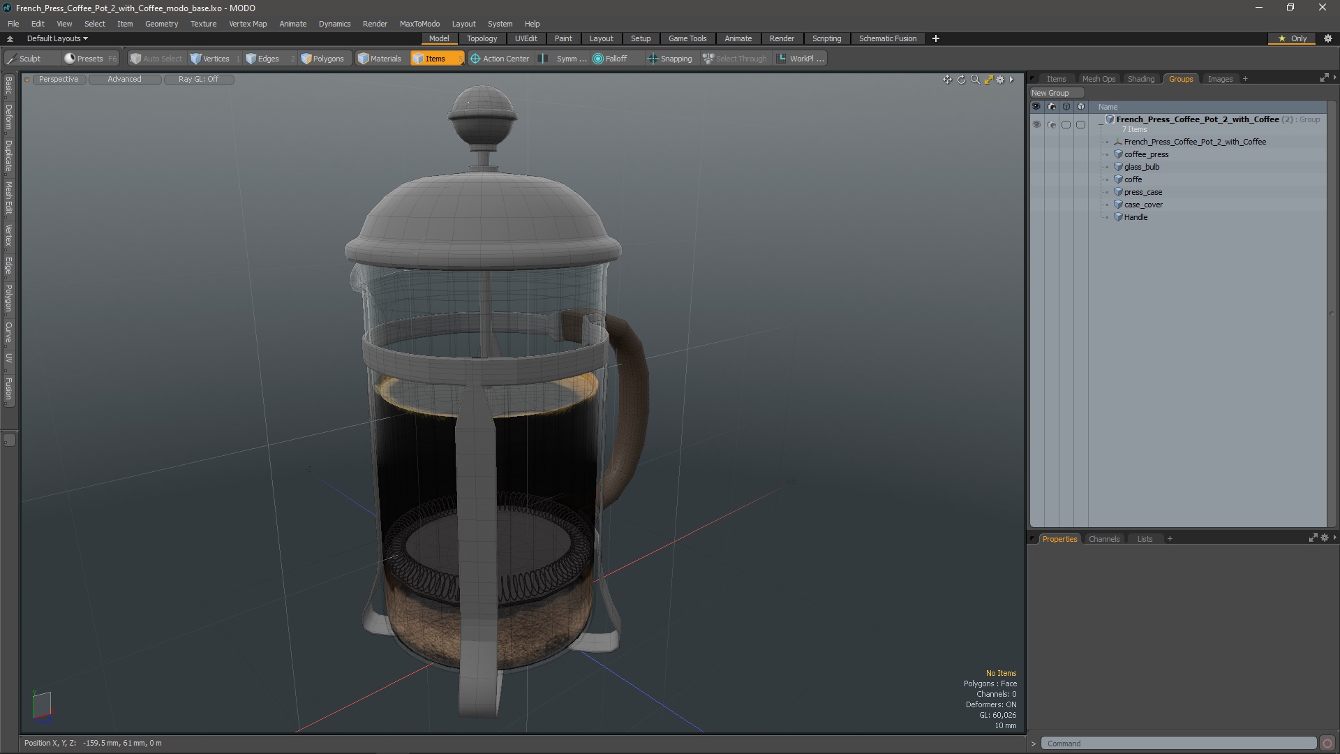 French Press Coffee Pot 2 with Coffee 3D