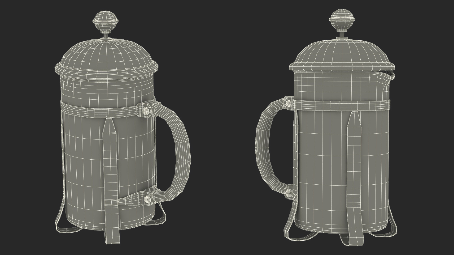 French Press Coffee Pot 2 with Coffee 3D