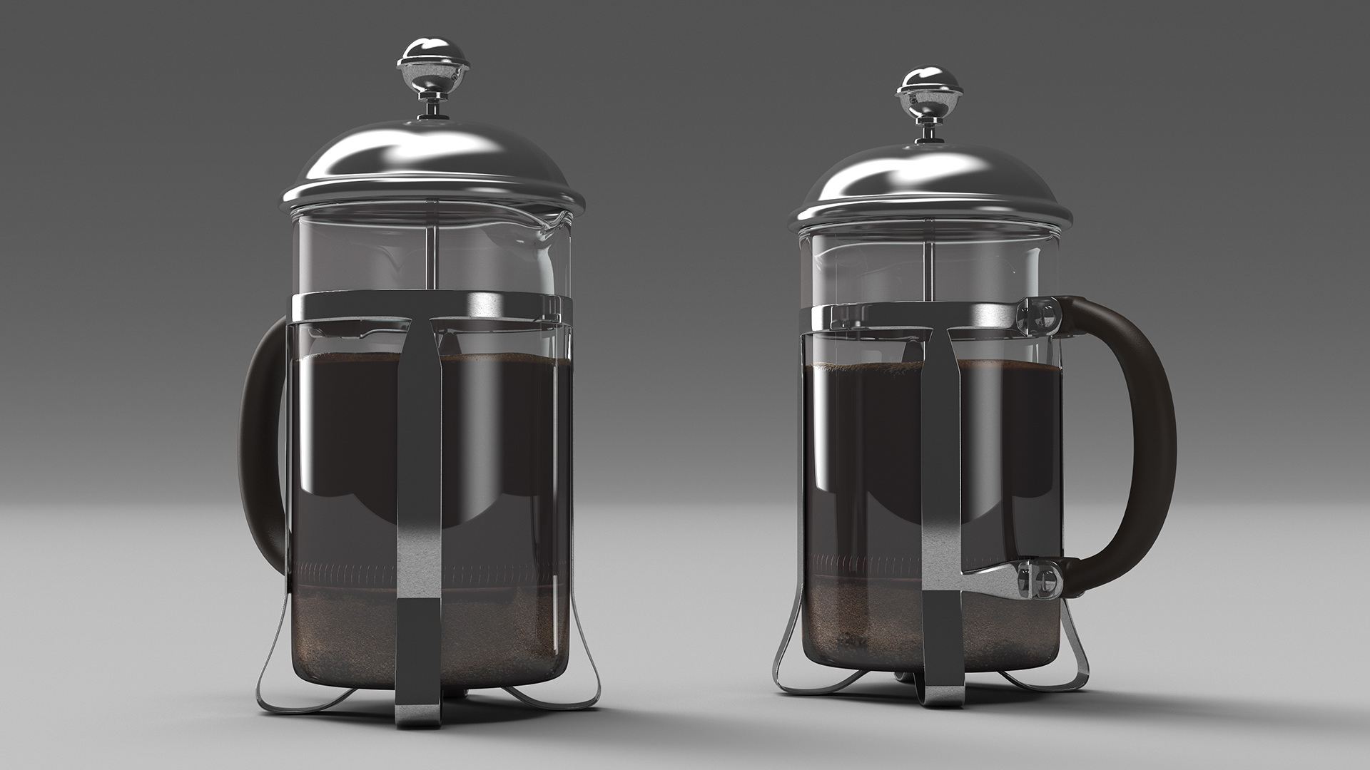 French Press Coffee Pot 2 with Coffee 3D