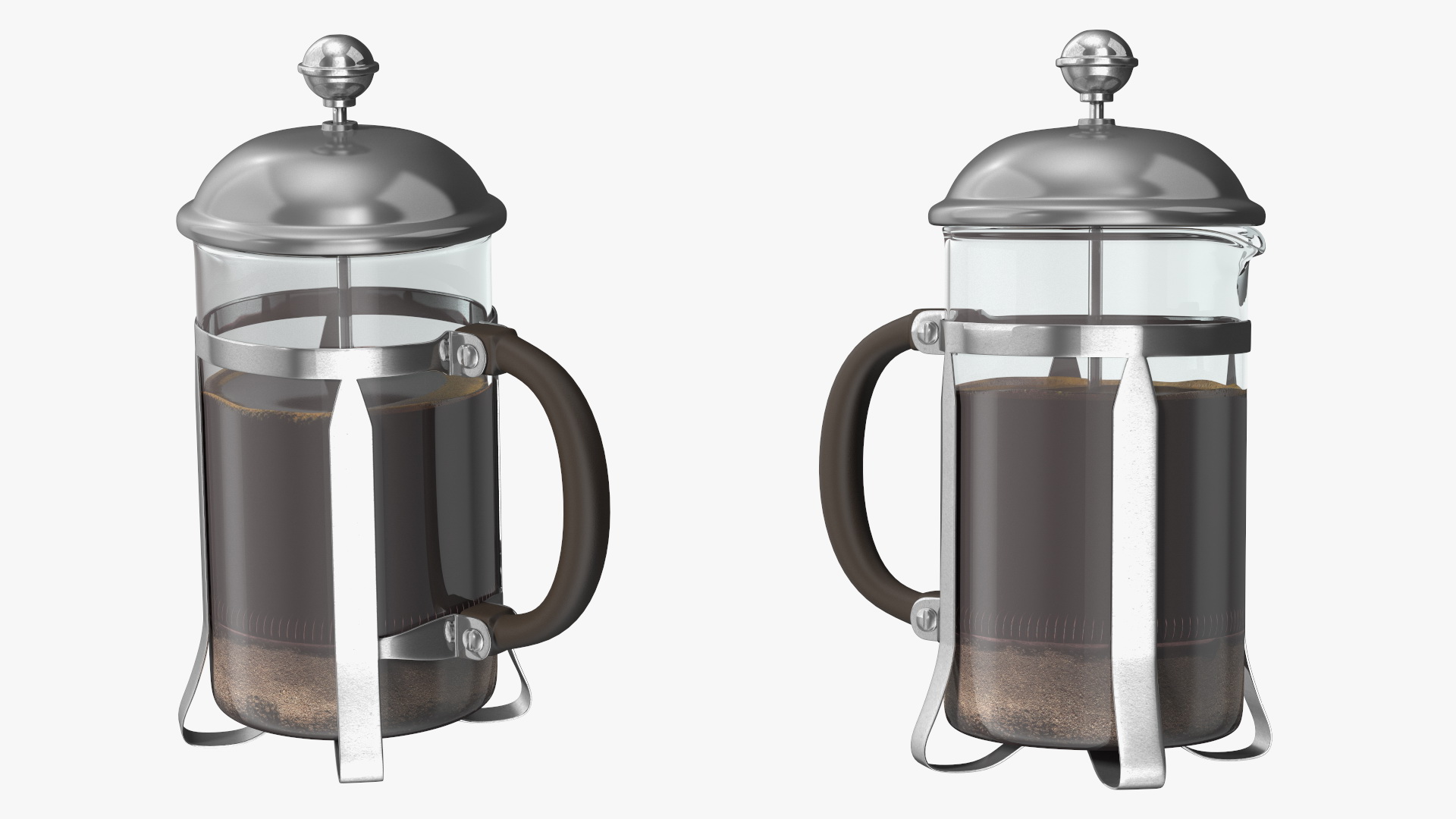 French Press Coffee Pot 2 with Coffee 3D