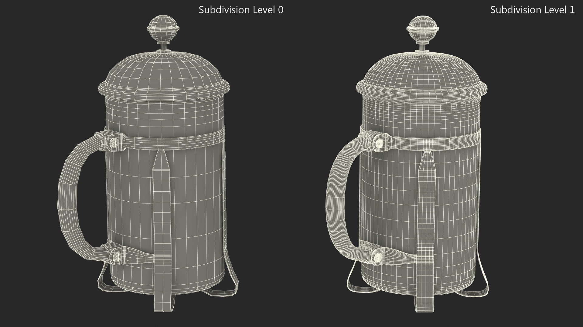 French Press Coffee Pot 2 with Coffee 3D