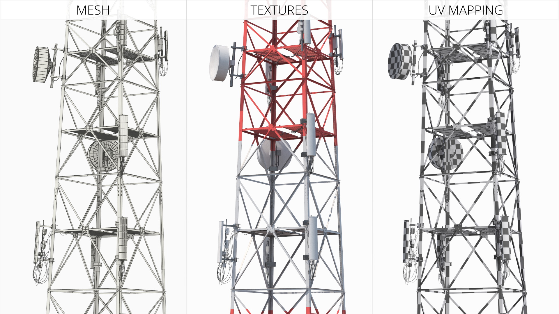 Lattice Antenna Tower with Parabolic Dishes - view 8