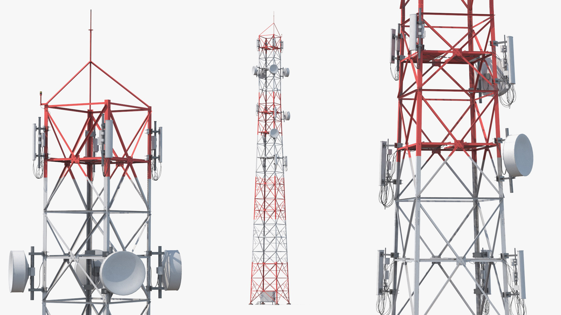 Lattice Antenna Tower with Parabolic Dishes - view 3