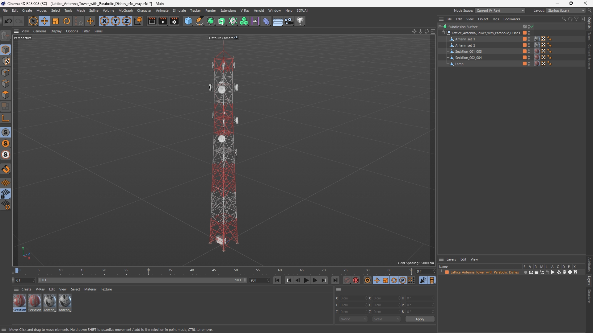 Lattice Antenna Tower with Parabolic Dishes - view 12