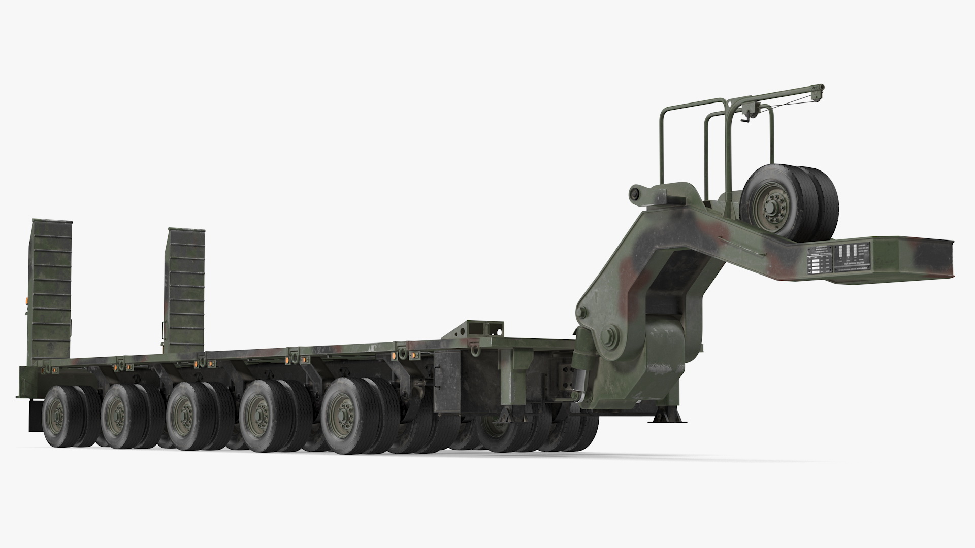 3D Oshkosh M1070 Truck Tractor with M1000 HET Semi-Trailer Camo Dirty Rigged model