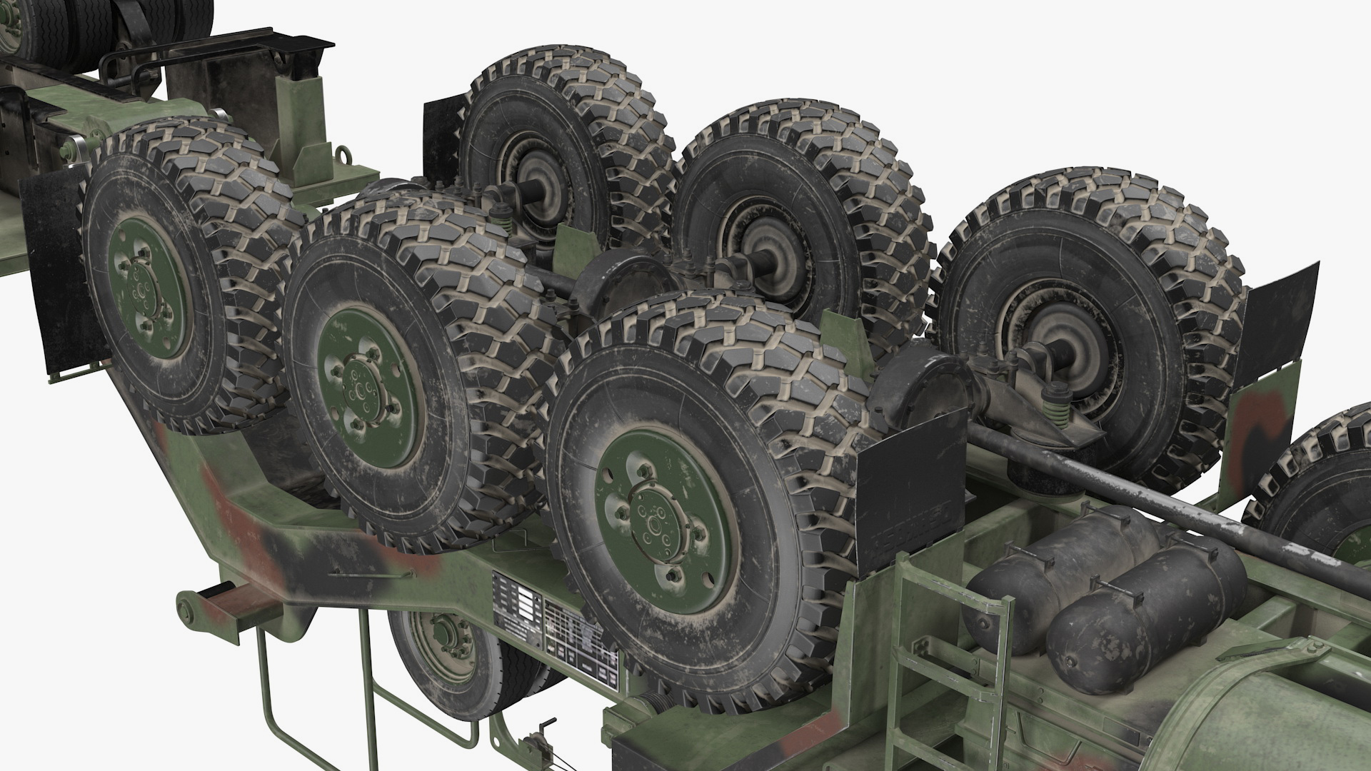 3D Oshkosh M1070 Truck Tractor with M1000 HET Semi-Trailer Camo Dirty Rigged model