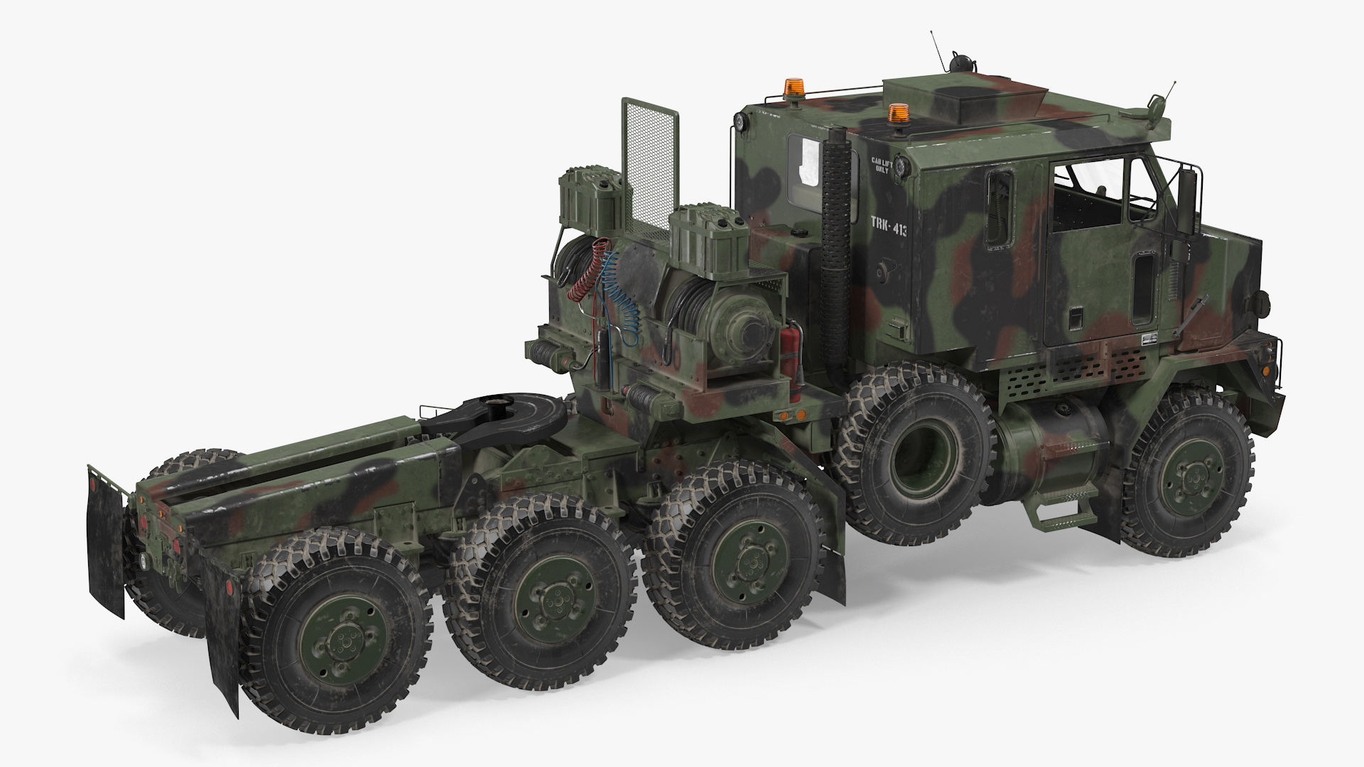 3D Oshkosh M1070 Truck Tractor with M1000 HET Semi-Trailer Camo Dirty Rigged model