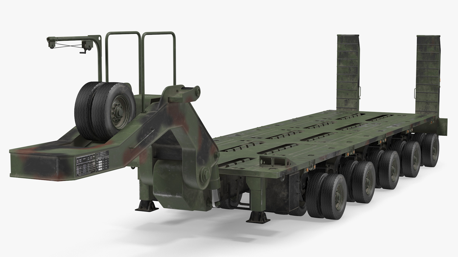 3D Oshkosh M1070 Truck Tractor with M1000 HET Semi-Trailer Camo Dirty Rigged model