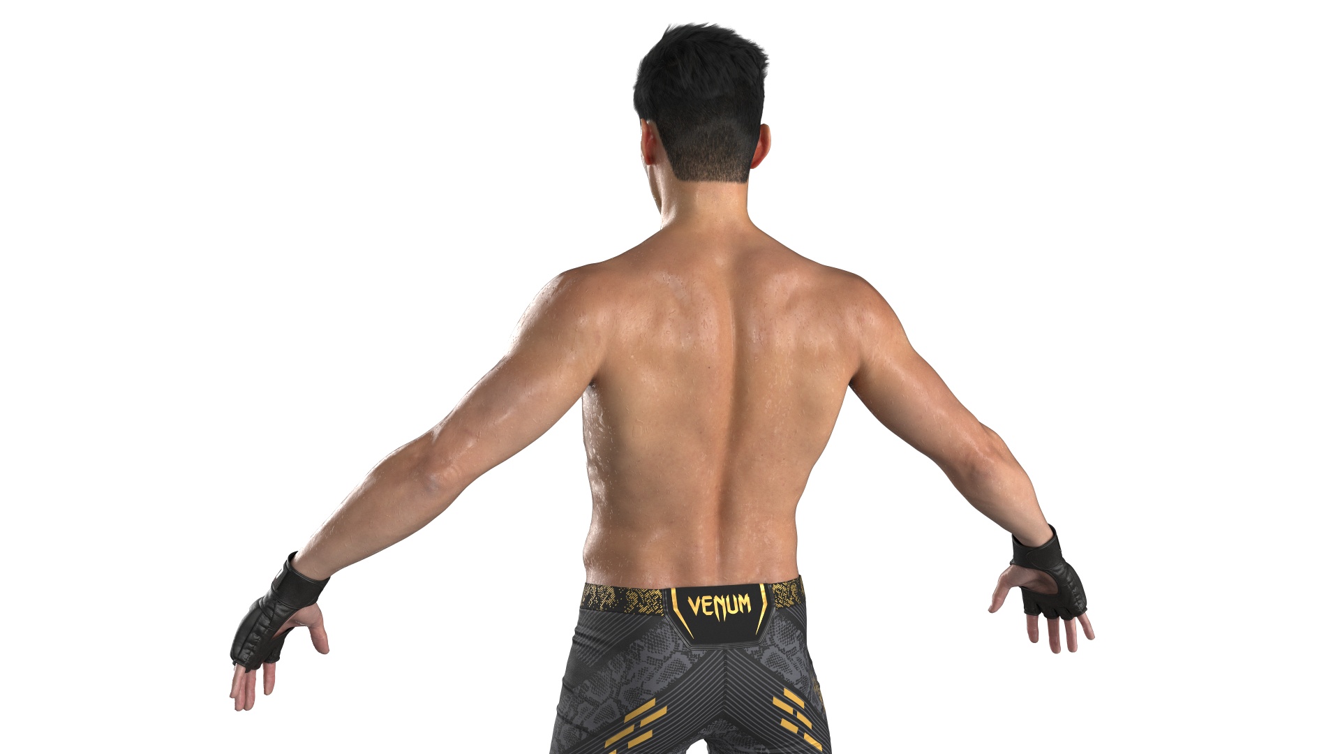 3D UFC MMA Fighter Wet with Sweat A-Pose Fur