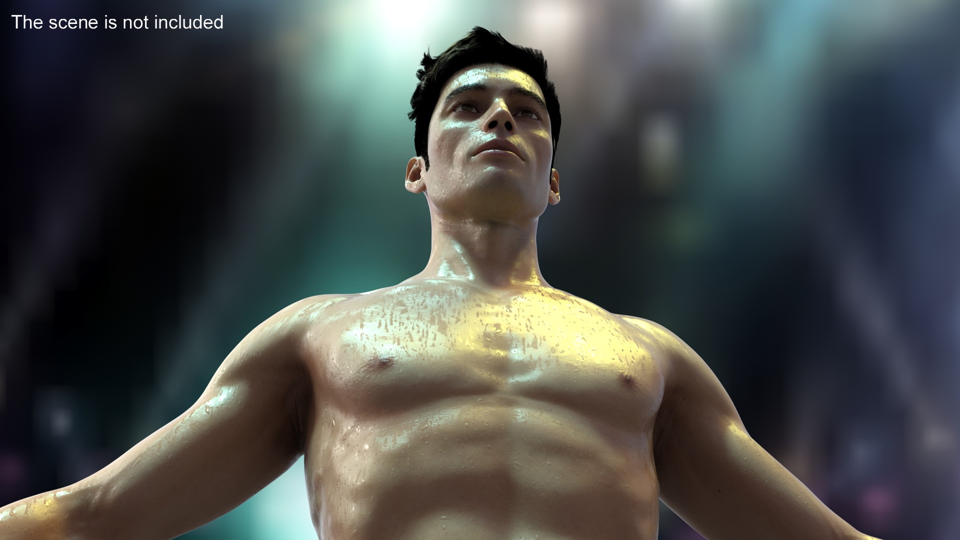 3D UFC MMA Fighter Wet with Sweat A-Pose Fur