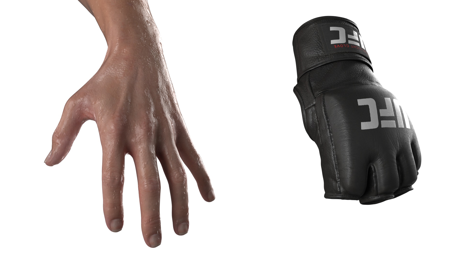 3D UFC MMA Fighter Wet with Sweat A-Pose Fur
