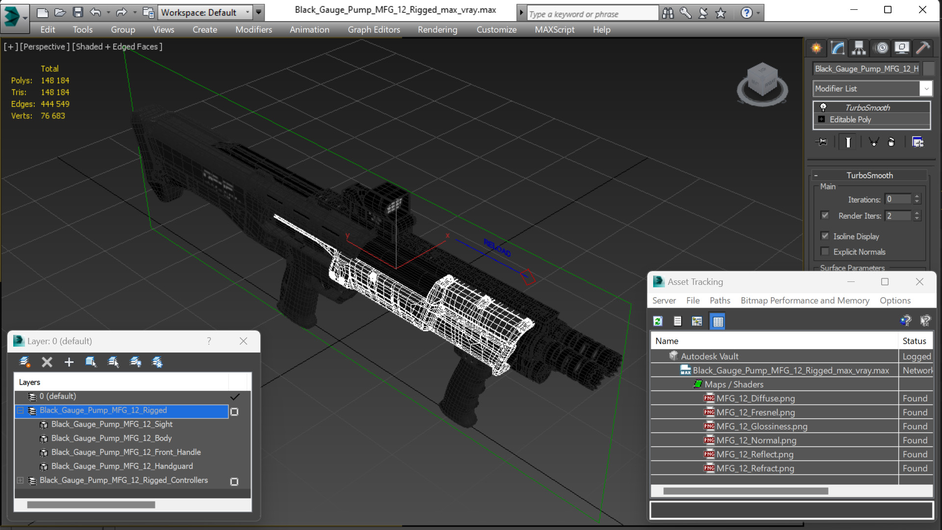 3D model Black Gauge Pump MFG 12 Rigged