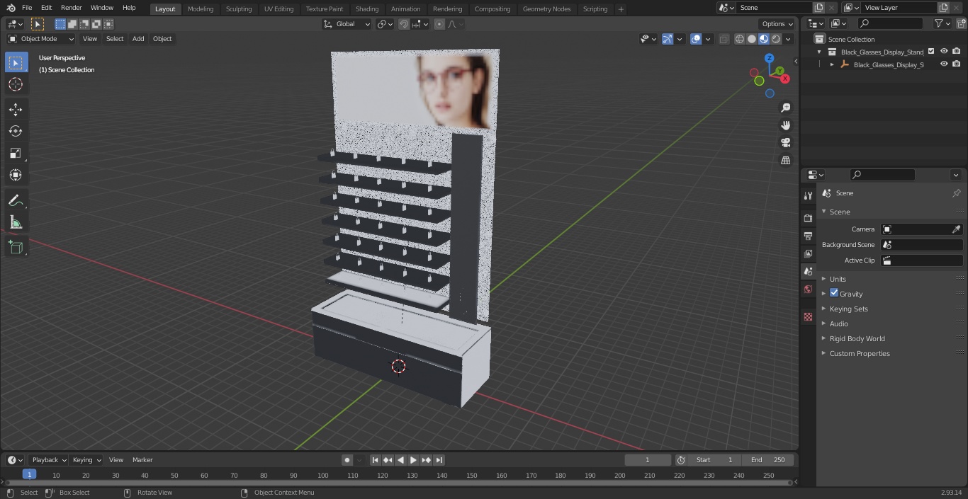 Black Glasses Display Stand Type 3D