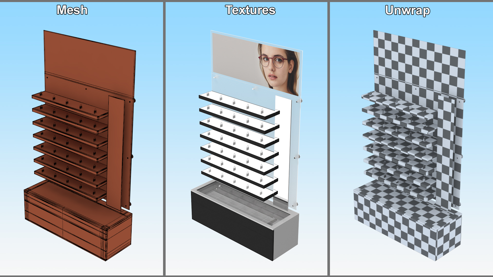 Black Glasses Display Stand Type 3D