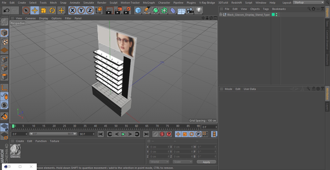 Black Glasses Display Stand Type 3D
