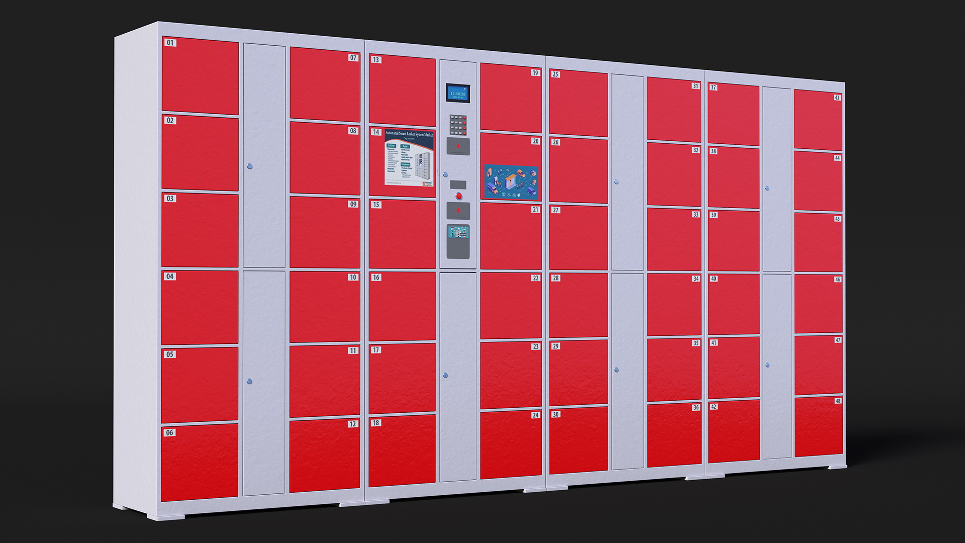 3D Supermarket Smart Locker Red model