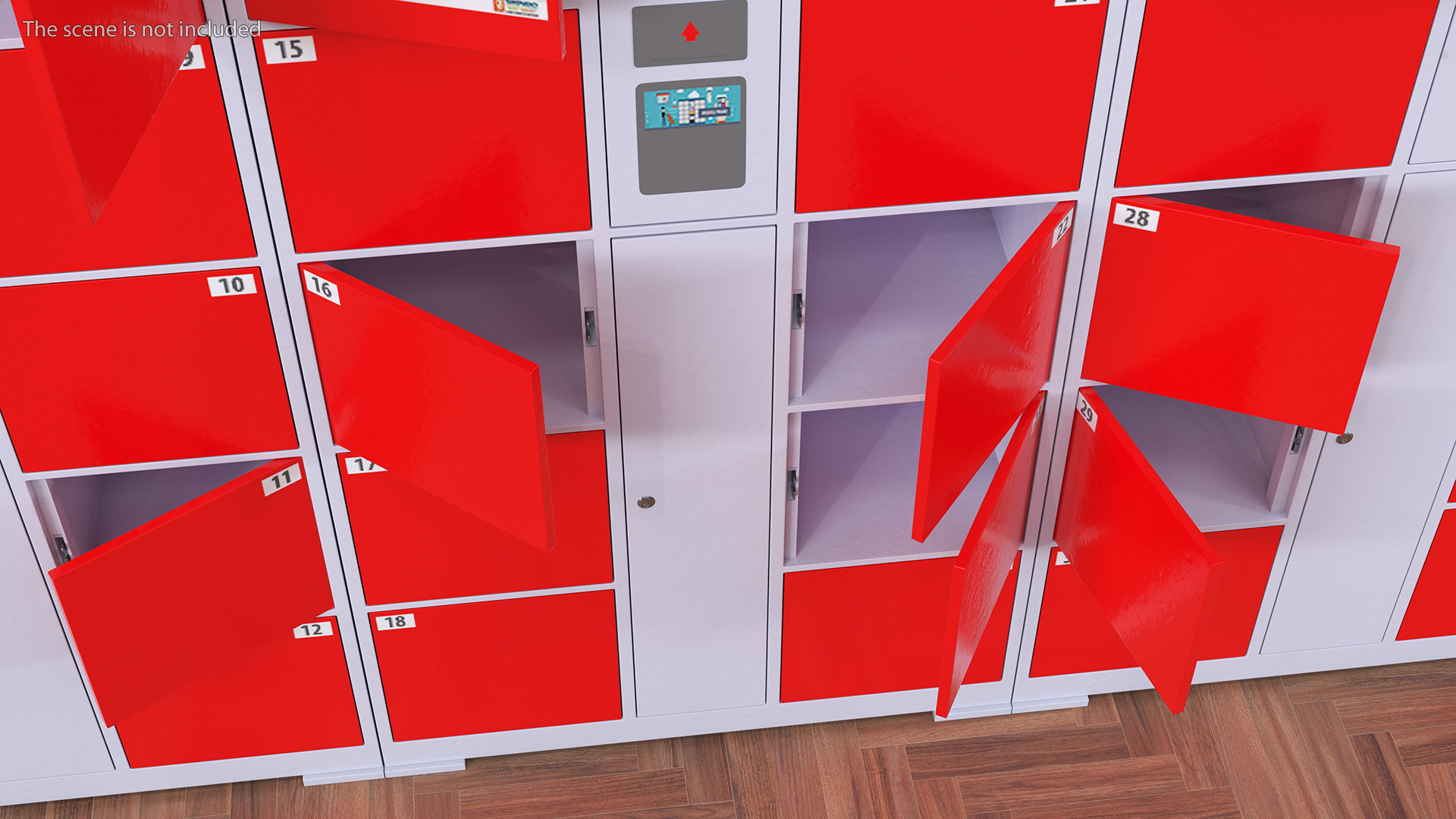 3D Supermarket Smart Locker Red model