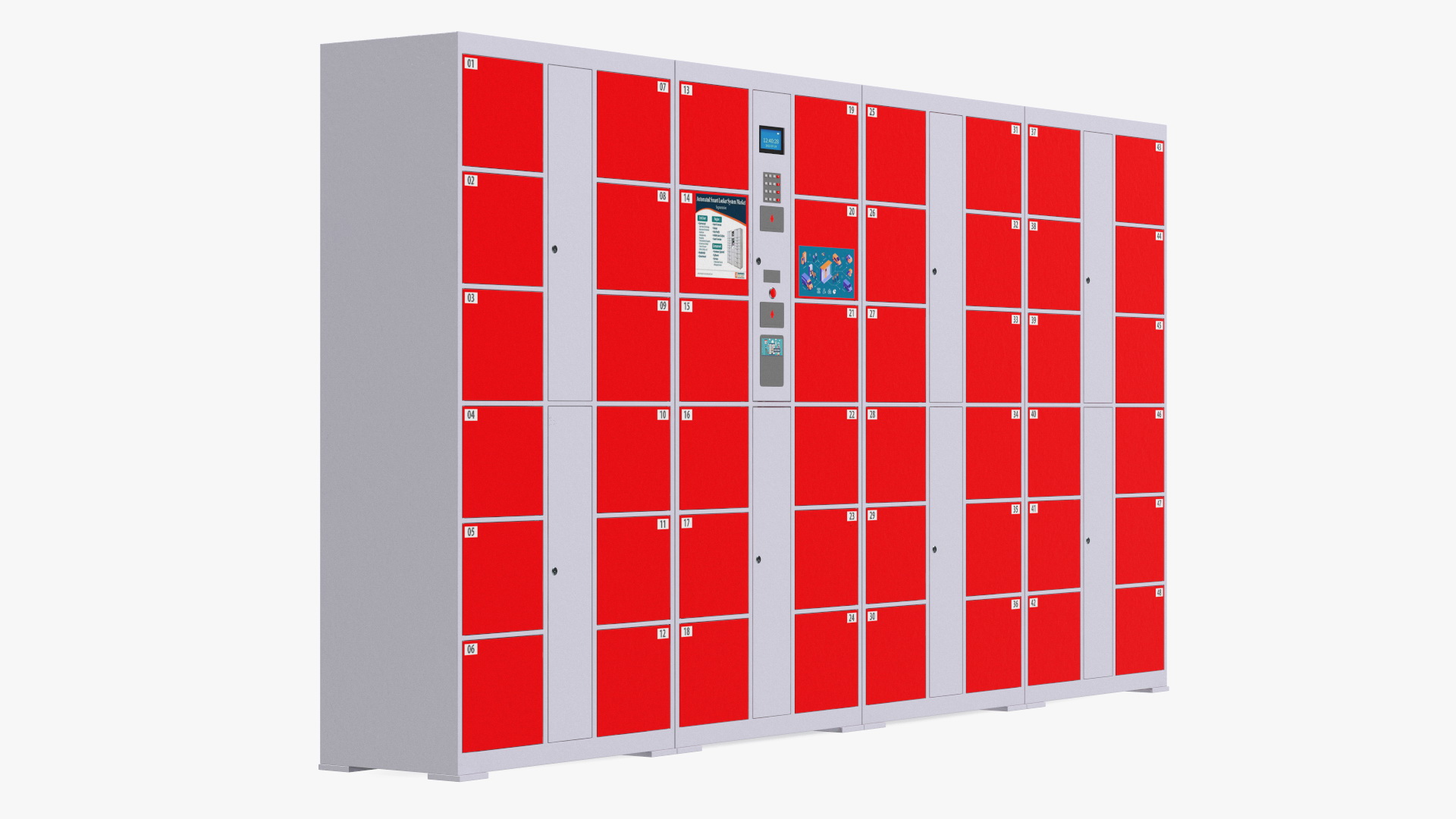 3D Supermarket Smart Locker Red model