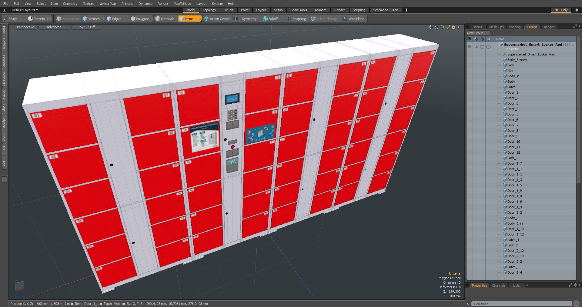 3D Supermarket Smart Locker Red model